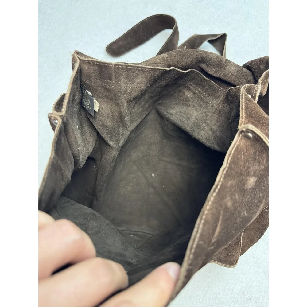 Banana Republic Messenger Bag Mens Large Brown Suede Leather Crossbody Shoulder